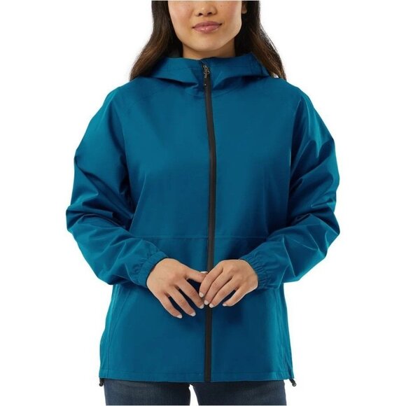 32 Degrees Cool Unisex Blue Waterproof Hooded Rain Jacket SPF 50 Men XS Women S - Picture 1 of 7